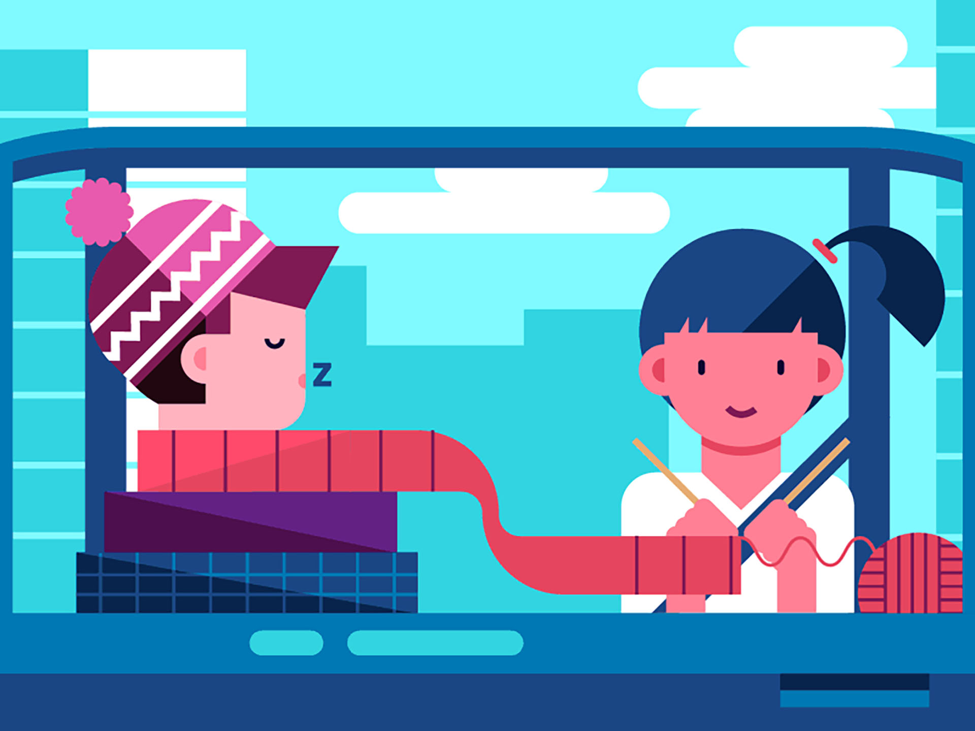 Self Driving down the street loop motion graphics animation character.jpg
