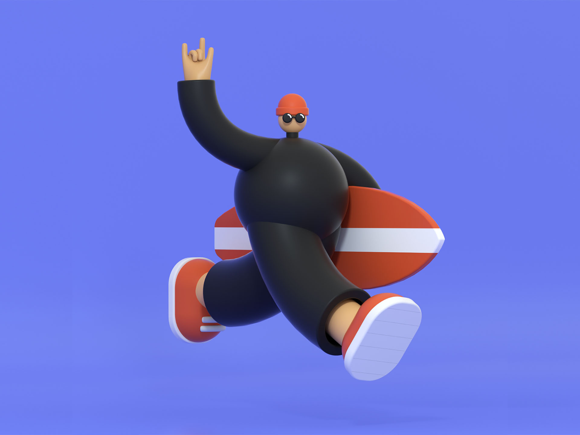 Surfs Up! octane cinema 4d model down the street illustration down the.jpg