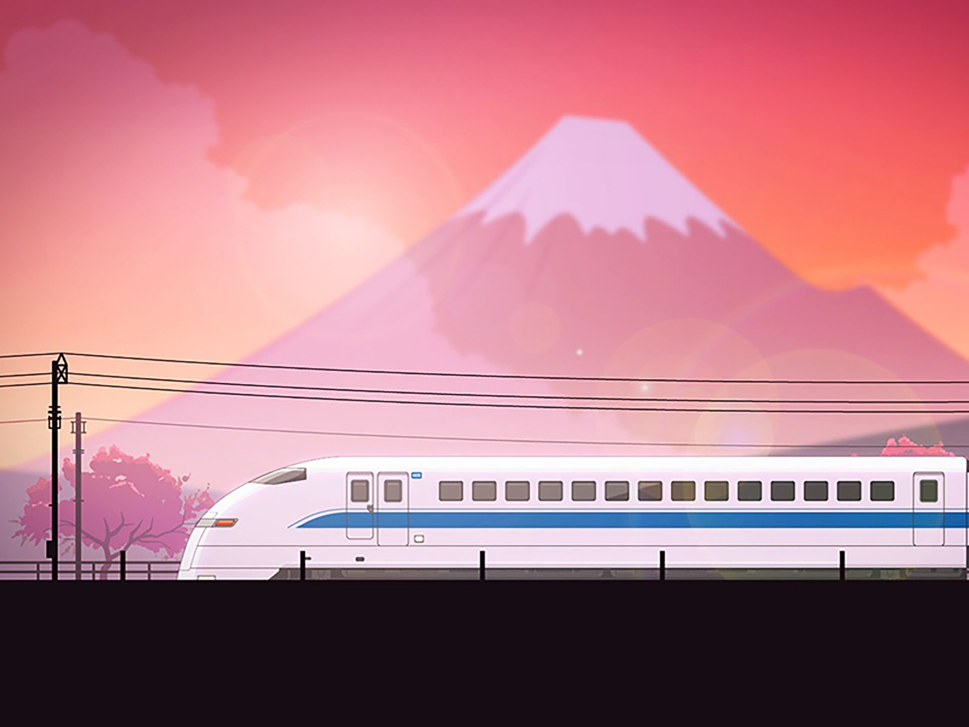 The Bullet down the street designs railway illustration train trains a.jpg