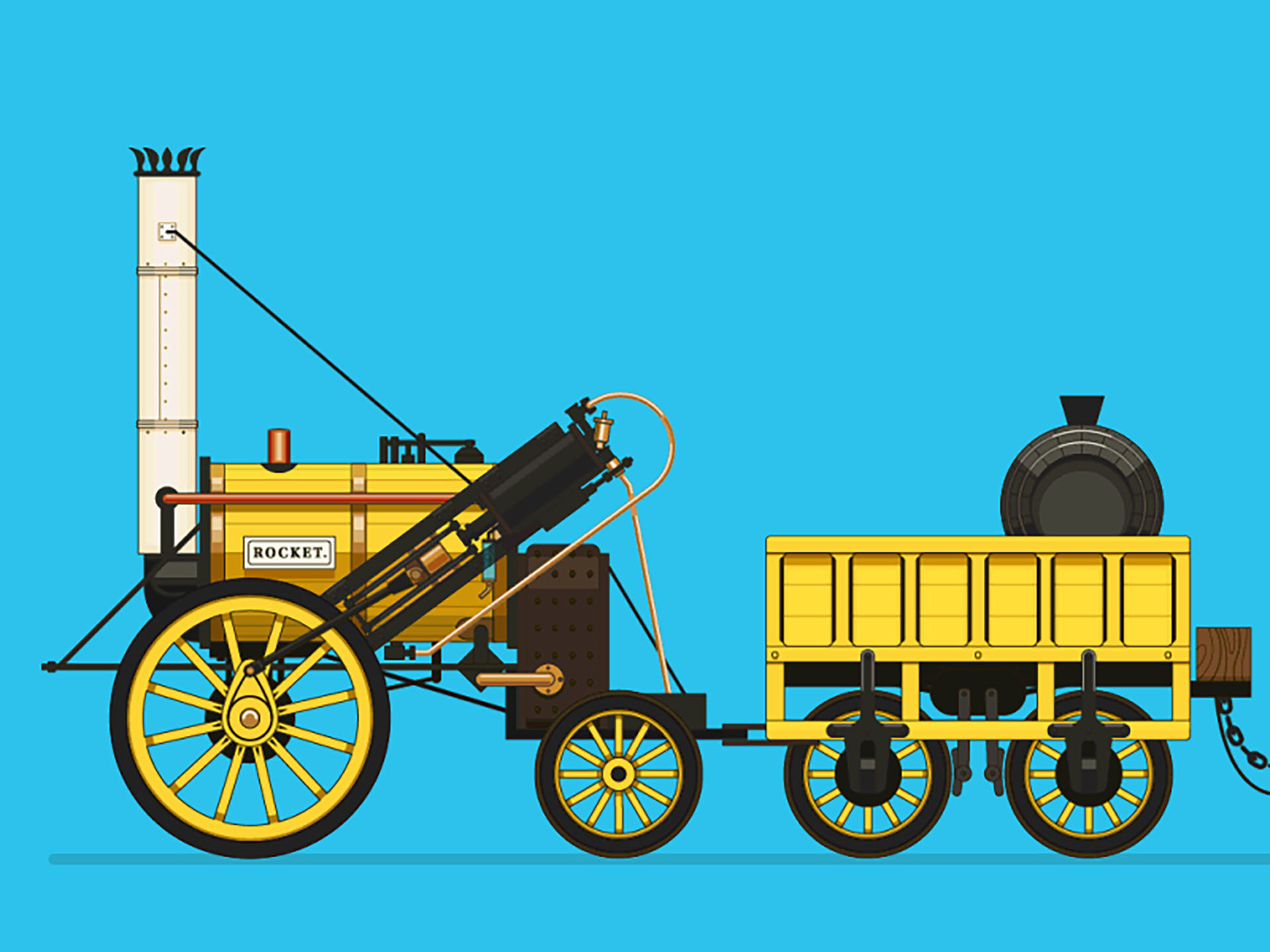 The Rocket train trains the rocket down the street designs illustratio.jpg