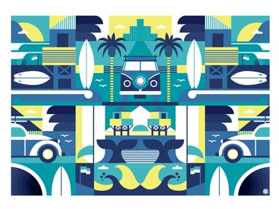 Big City Defector Art Print art vw surf van vector illustration graphi.jpg