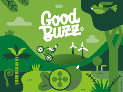 Good Buzz Kombucha label packaging drinks kombucha bike illustration.png