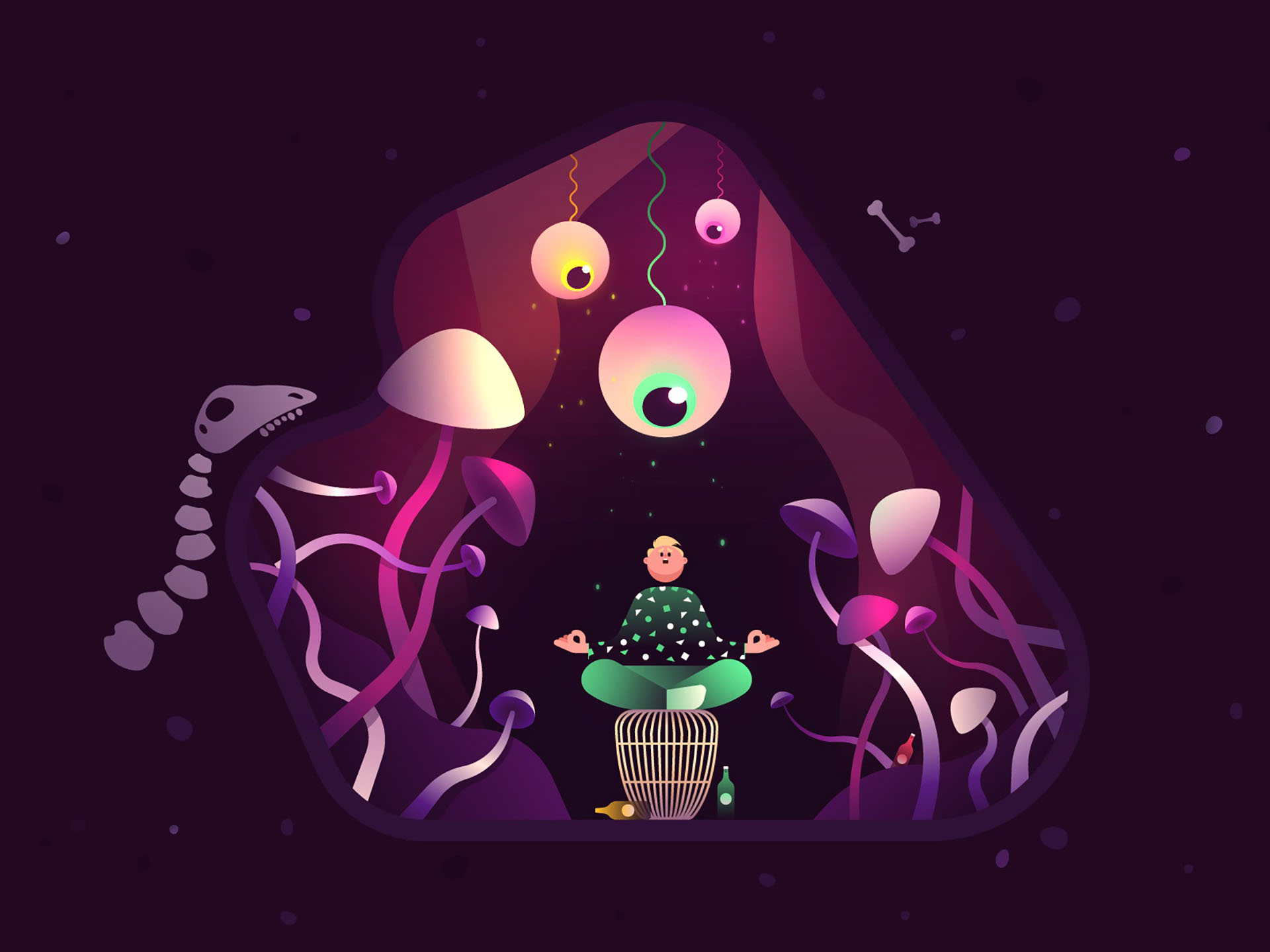 Shelter graphic design ux ui fireart landscape mushrooms fire tiny hou.jpg
