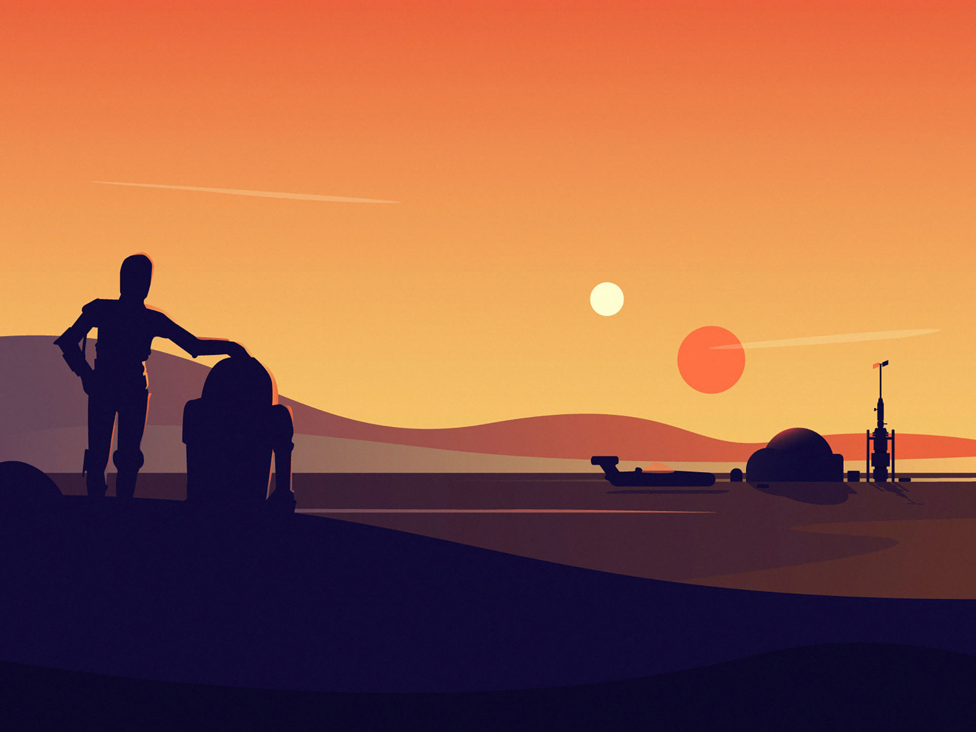 Sunset at Tatooine holidays traveling desert simple lucasfilm c3po r2d.jpg