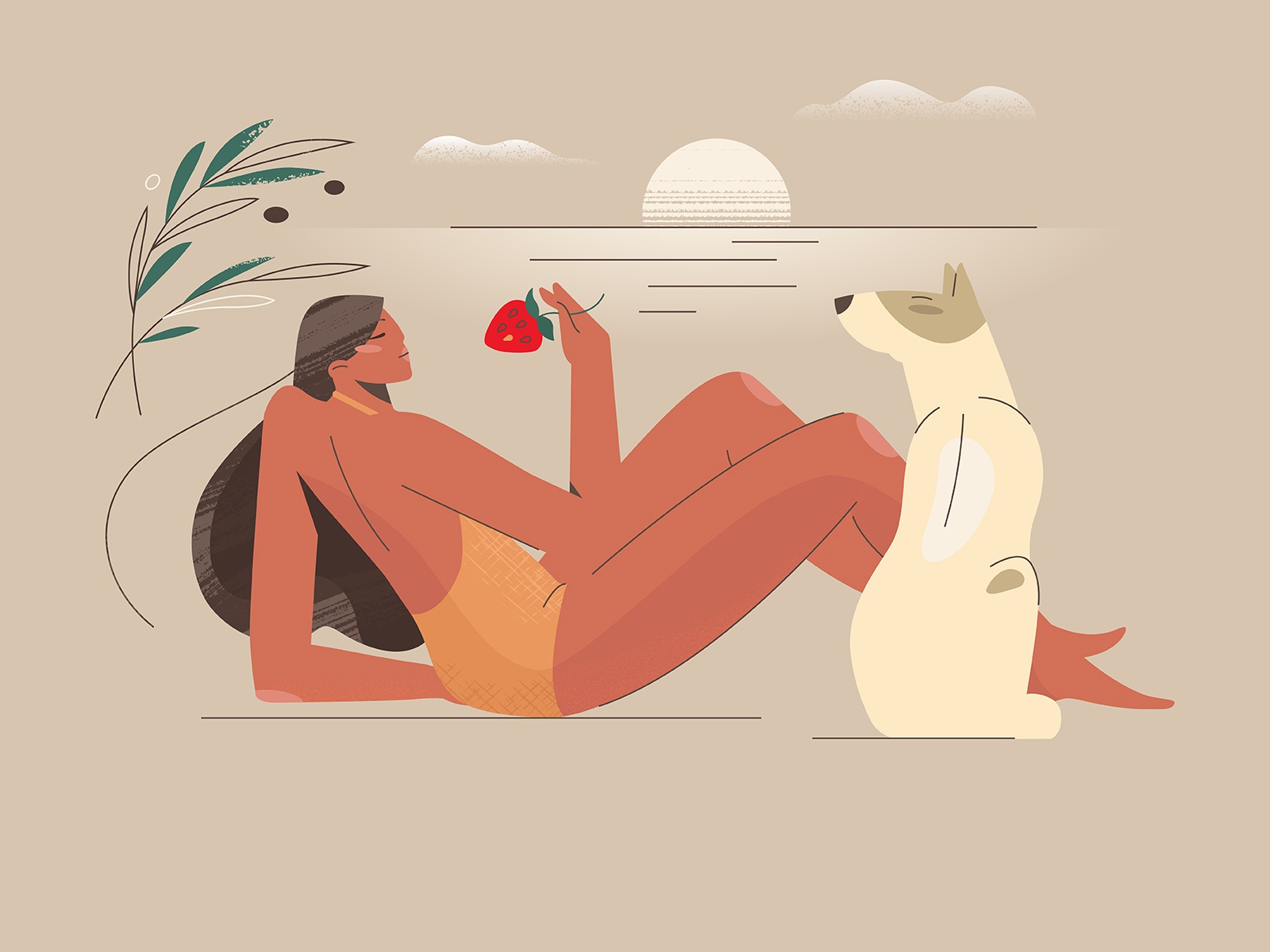 A Girl And A Dog 1 pet girl illustration harmony dog illustration dog.jpg