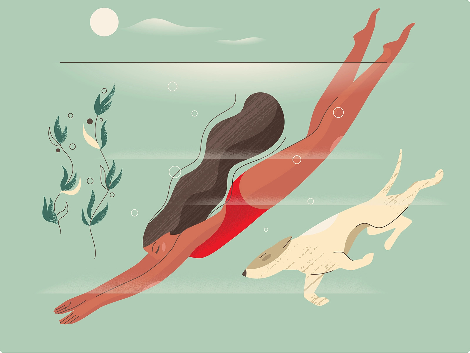 A Girl And A Dog 2 friends pet dog illustration nature dog girl charac.webp