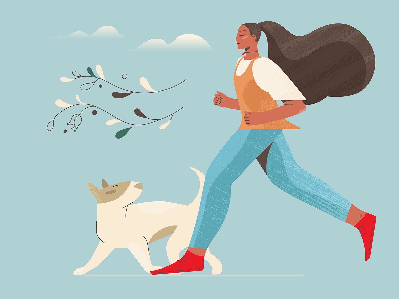 A Girl And A Dog 3 web illustration girl illustration running dog girl.jpg