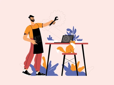 A Handyman And A Cat animated motiongraphics working cat handyman moti.webp
