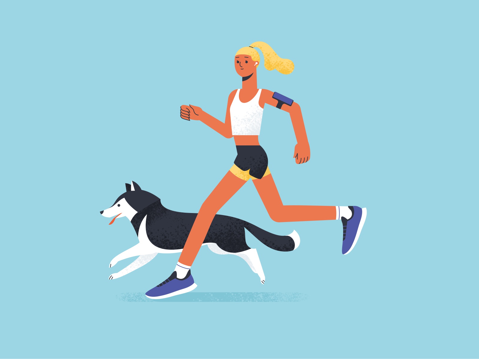 A Running Girl shakuro art husky design fitness sport run flat dog gir.jpg