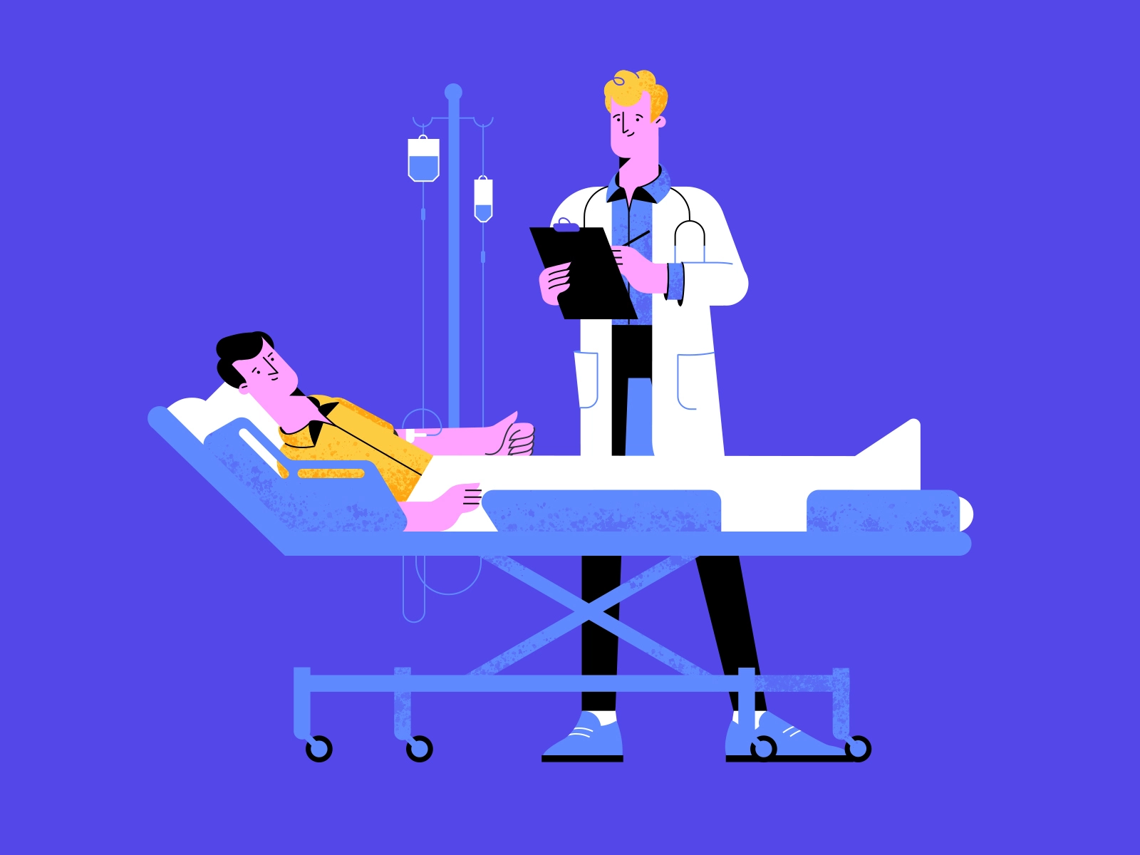 DoctorPatient Illustration shakuro professional dropper man work vecto.webp