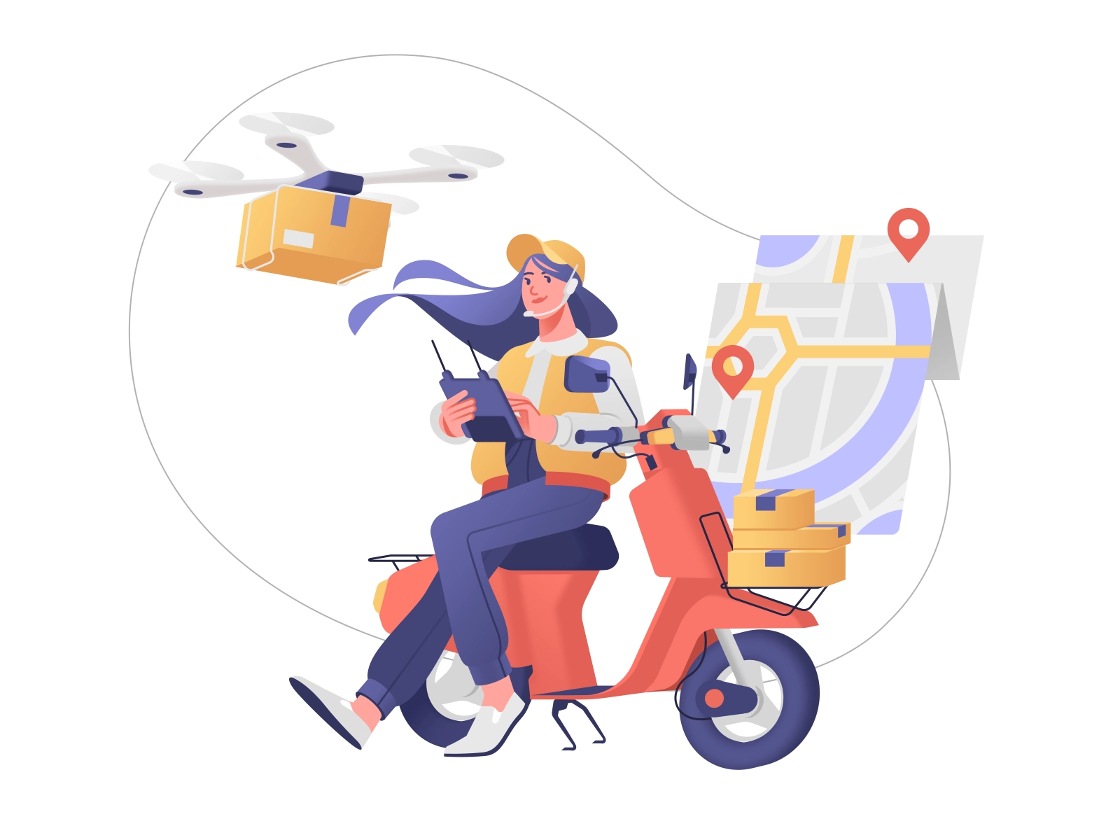 Flawless Delivery Service Illustration fast delivery quadcopter transp.webp
