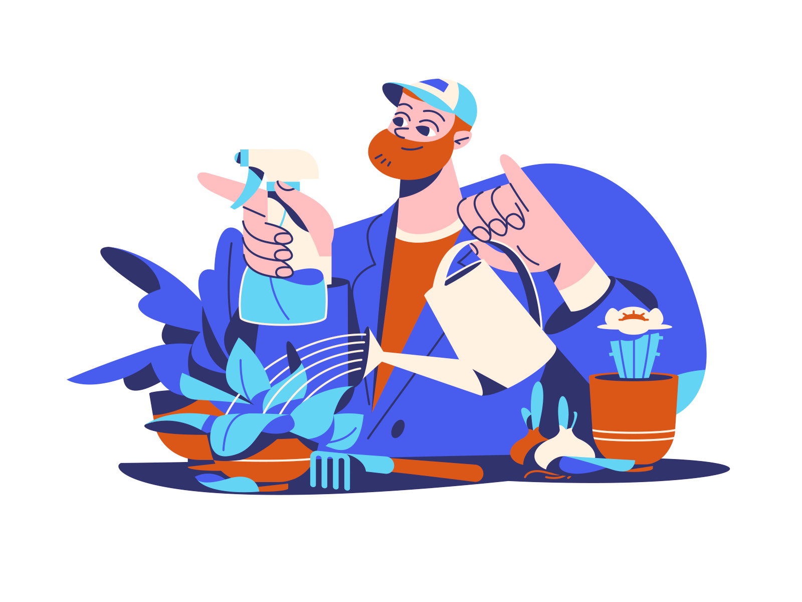 Hobby Houseplants illustrations boy character 2d illustration digital.png
