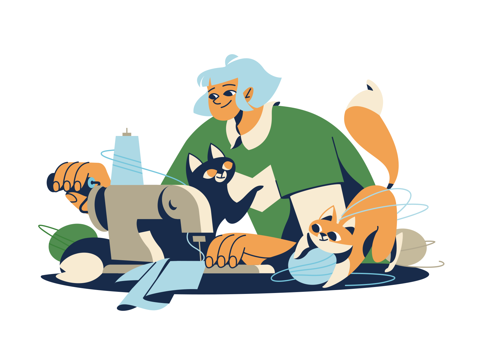 Hobby Sewing character illustration digital art clothes hobby threads.png