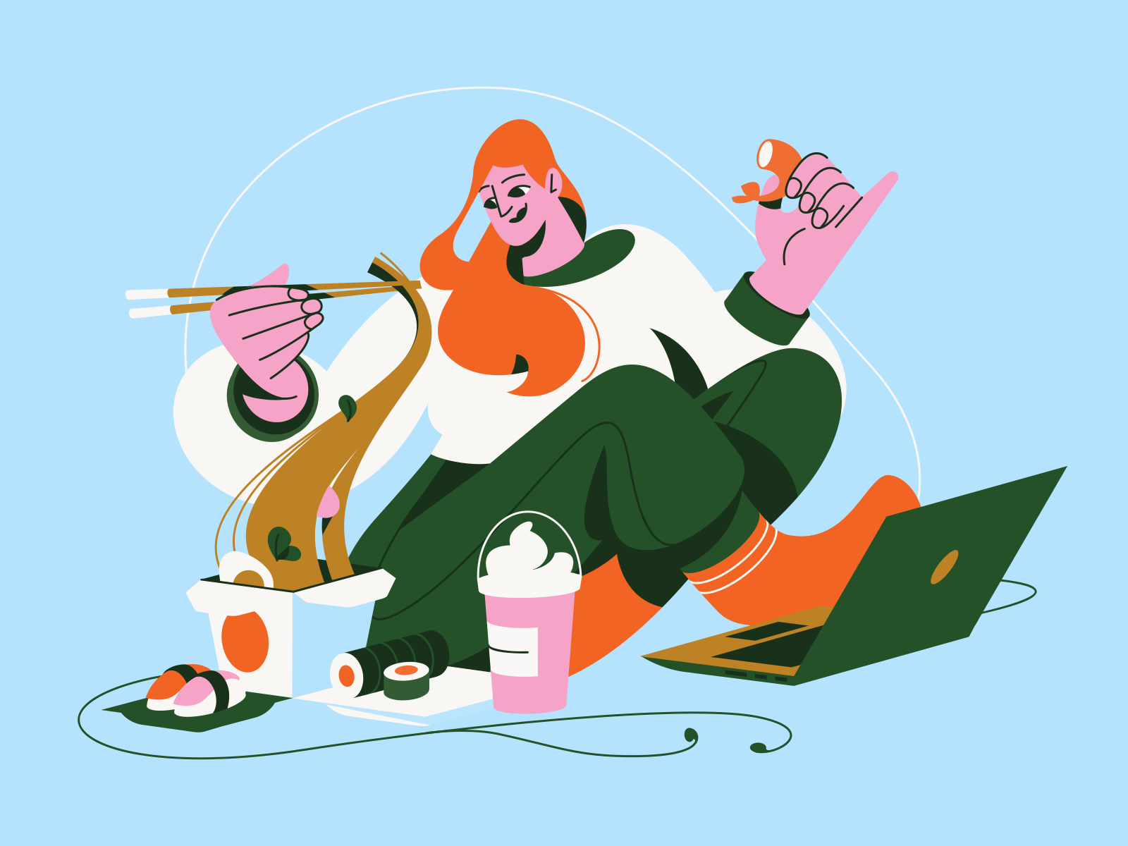 Lockdown Characters A Girl With Noodles isolation noodles girl illustr.png