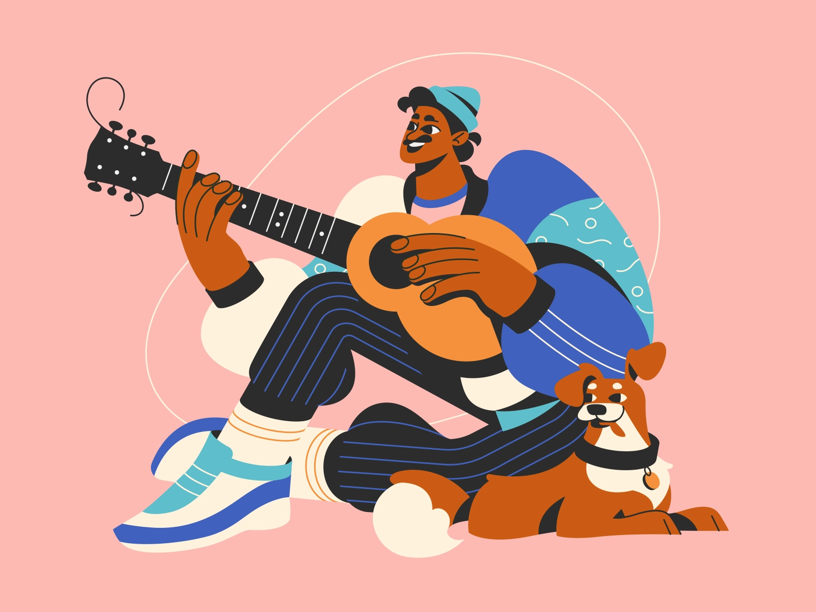 Lockdown Characters A Guitar Player human dog hobby man guitar guitar.webp