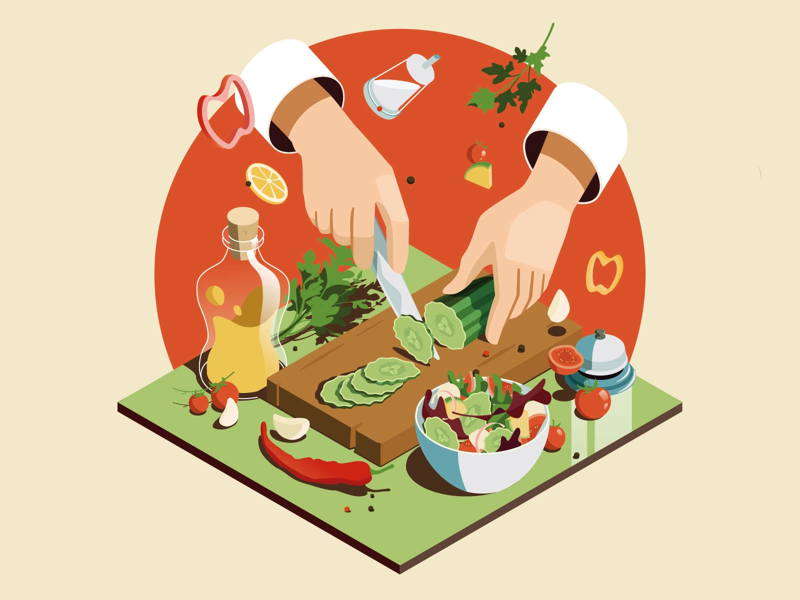 Restaurant Business Graphics Cooking Process Illustration inspiration.webp