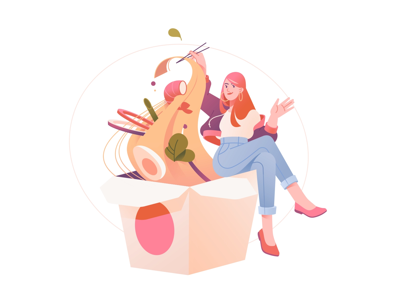 Restaurant 2D Illustration Chinese Food food delivery meal lunch dinne.webp