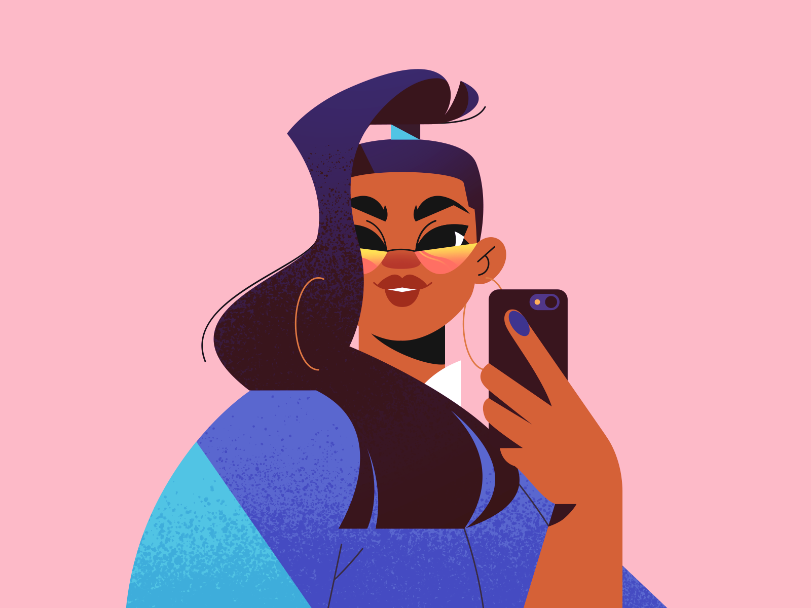 Summer Girl portrait photo phone girl illustration girl seasons summer.png