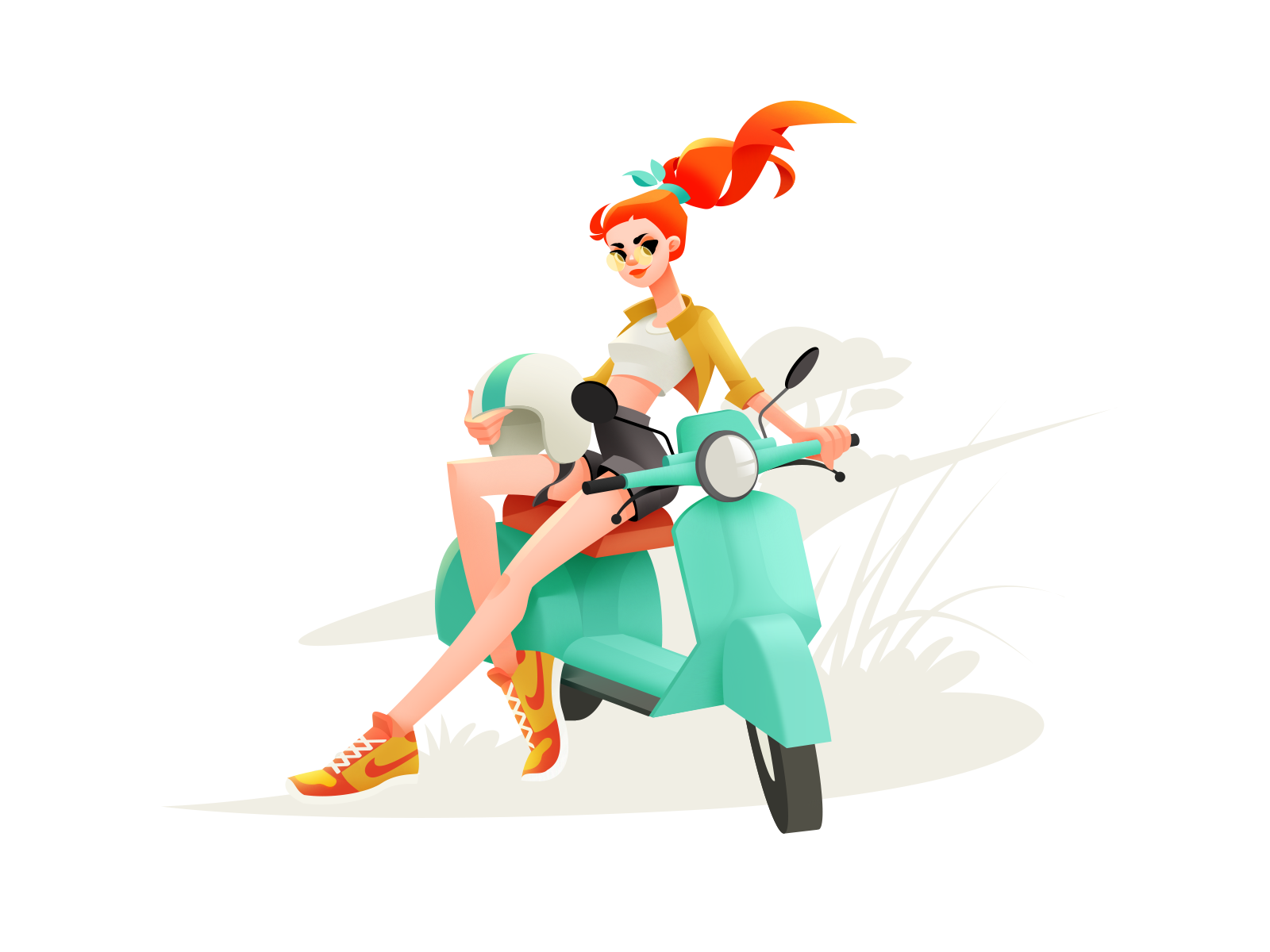 Super Bike Girl girl illustration summer motorcycle rider motor drive.png