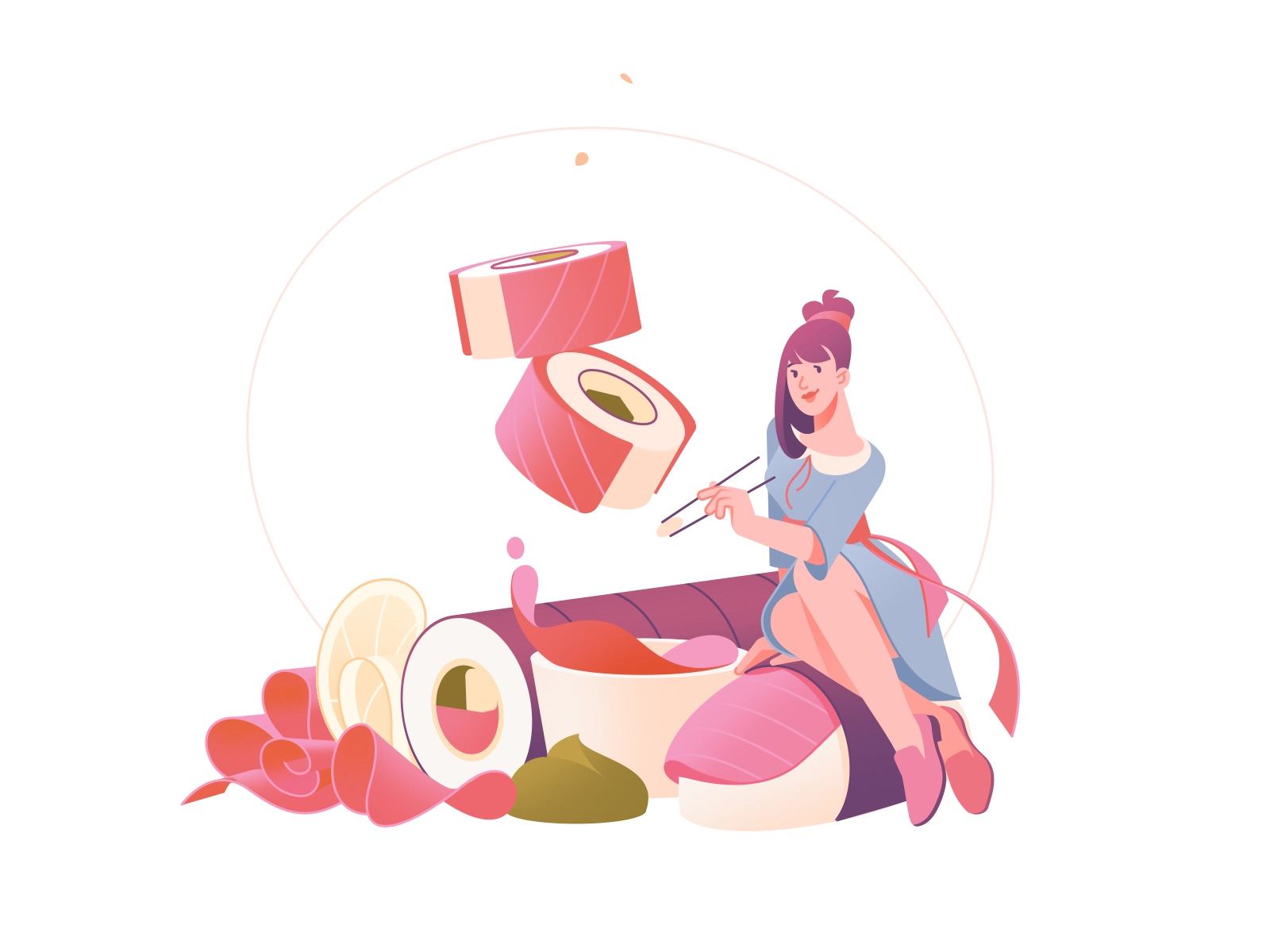 Sushi Restaurant Illustration dish delivery illustration for web food.webp