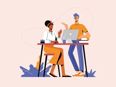 Two Young Professionals Chatting motion design motion graphics animate.webp