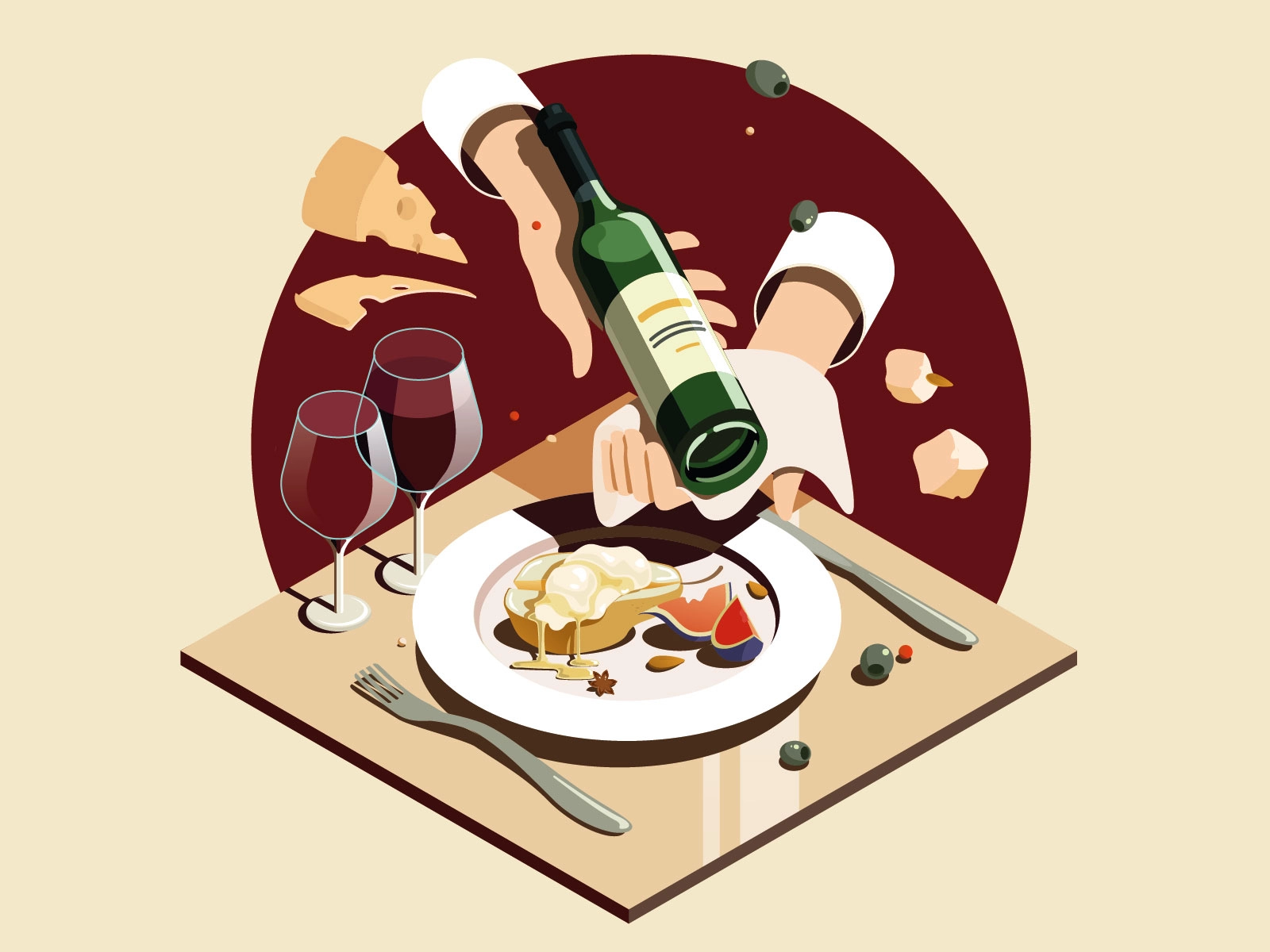 White Wine and Its Best Pairings lunch dinner vine menu illustrator re.webp