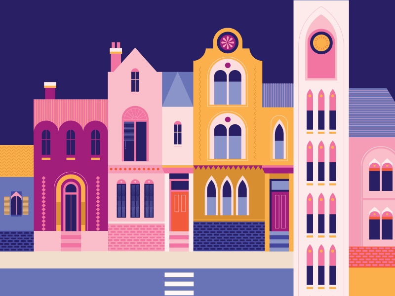 01 yellow vector town tower blue pink windows buildings illustration c.jpg