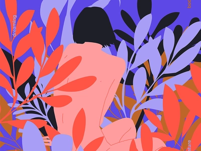 Alone back woman illustration woman body floral floral background girl.webp
