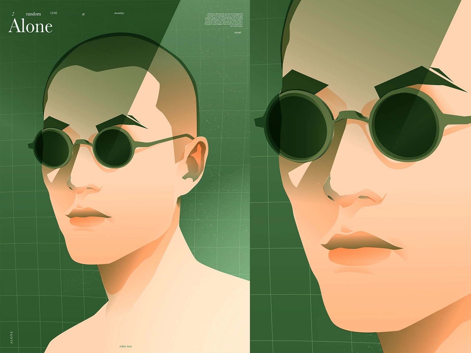 Alone  Small novel man illustration portrait art face man glasses port.webp
