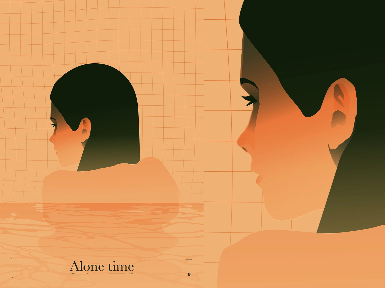Alone time mist portrait alone bathtub bathroom girl illustration layo.webp