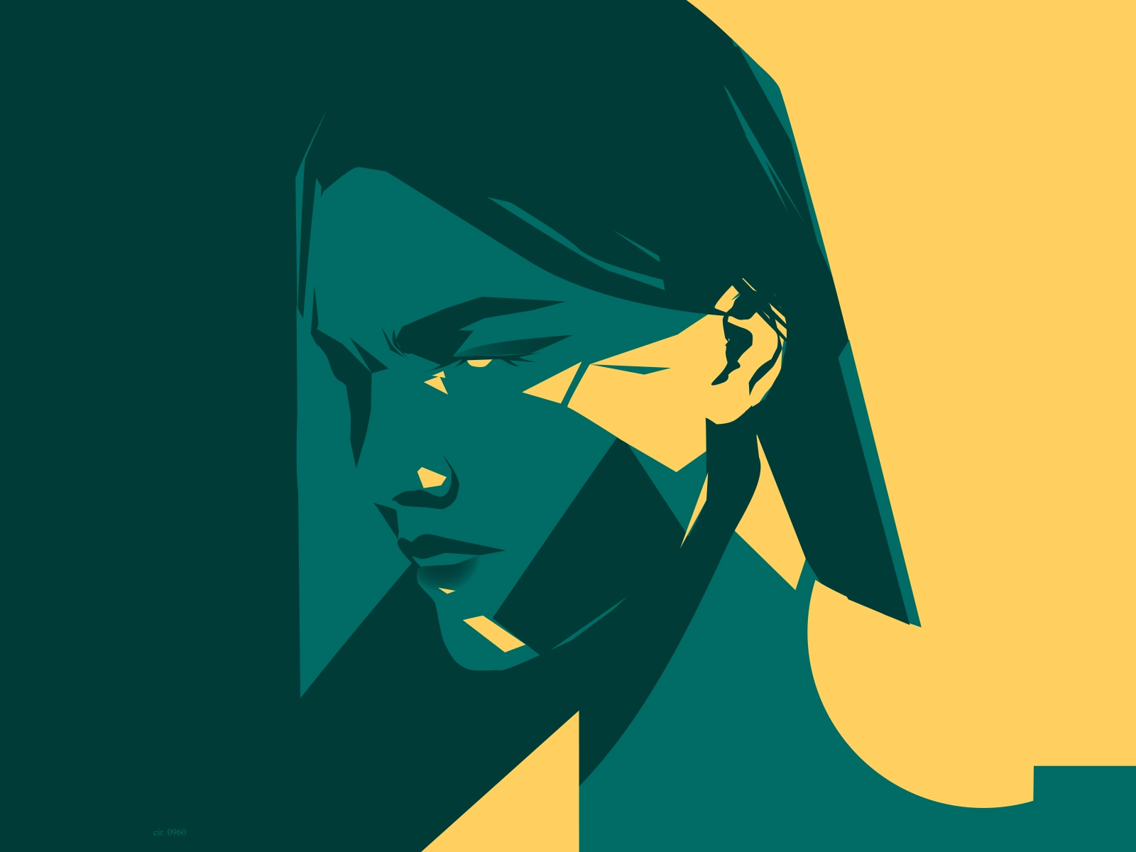 Angry portrait illustration portrait angry girl poster art lines poste.webp
