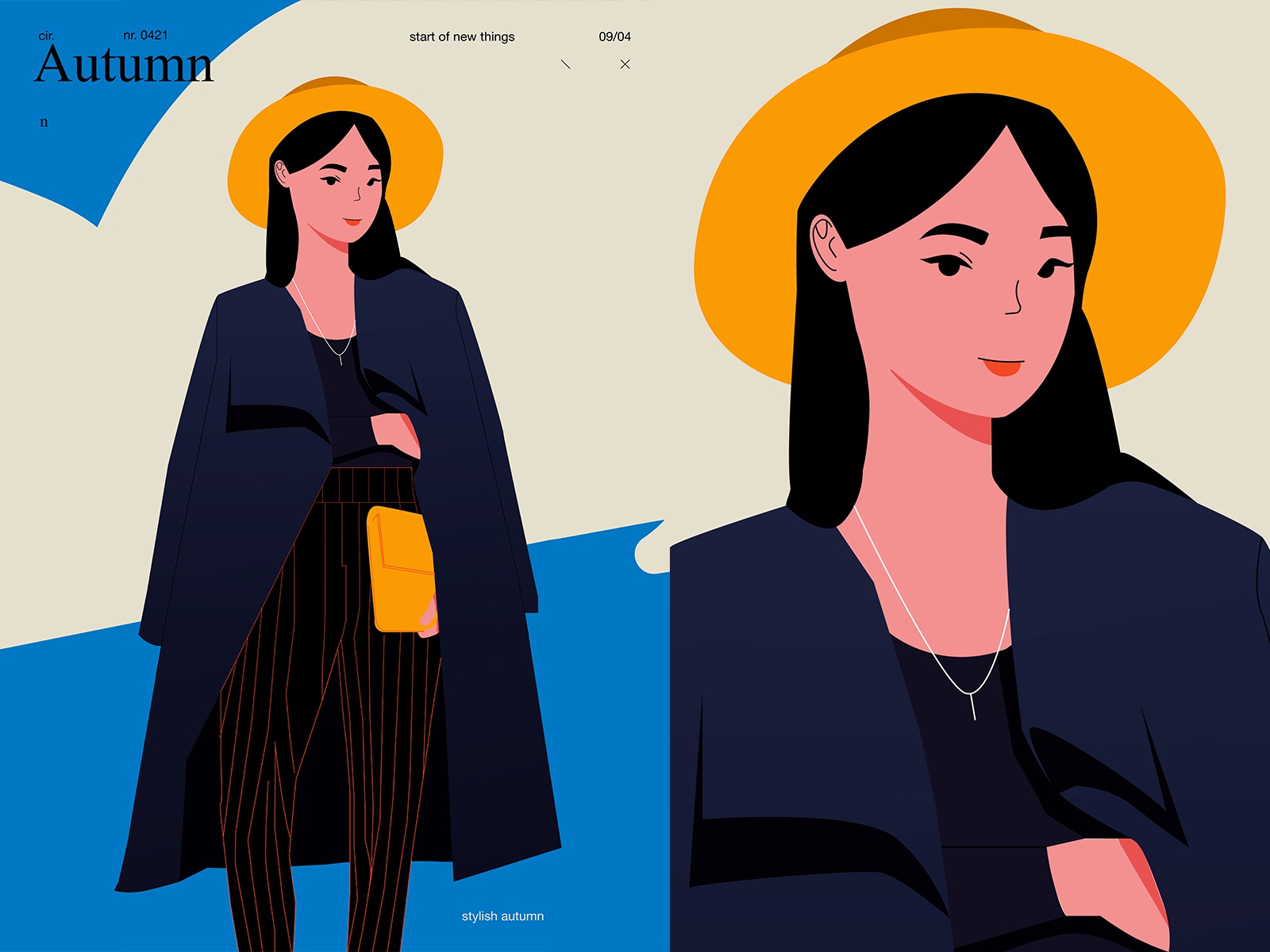 Autumn style character design girl fragment poster art lines illustrat.jpg