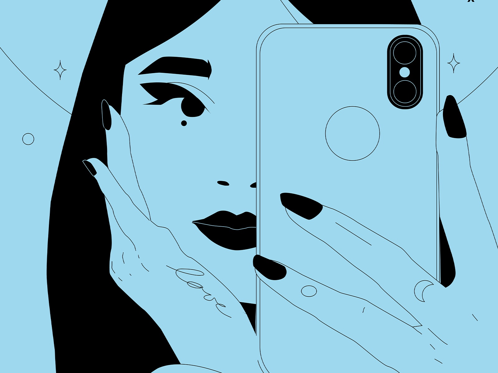 Beauty portrait illustration portrait nails phone girl illustration gi.jpg