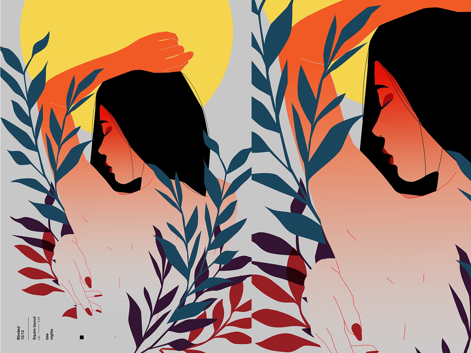 Blinded lines layout girl illustration floral poster art poster illust.jpg