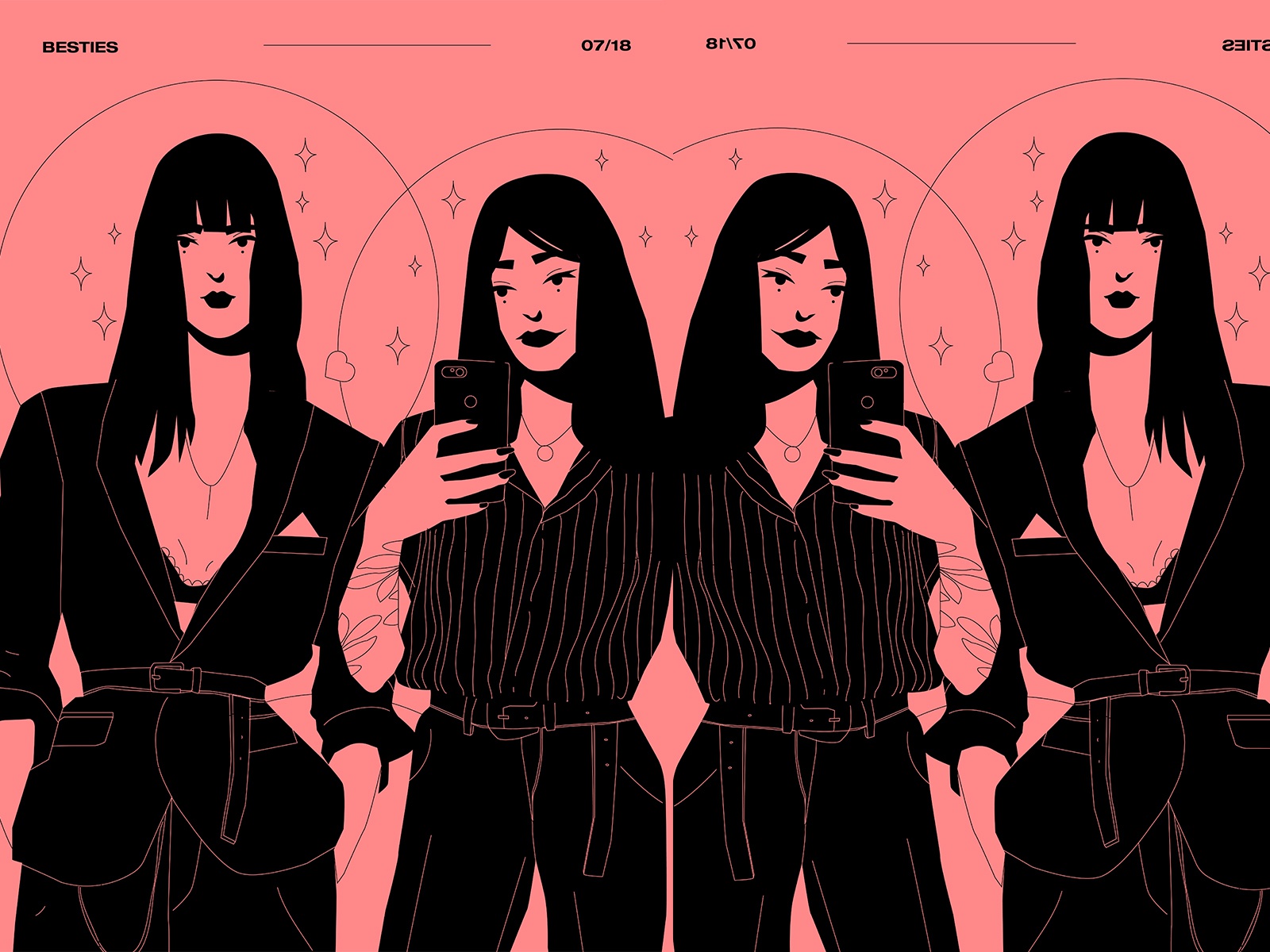 Besties hipsters selfie woman illustration girl illustration charecter.jpg