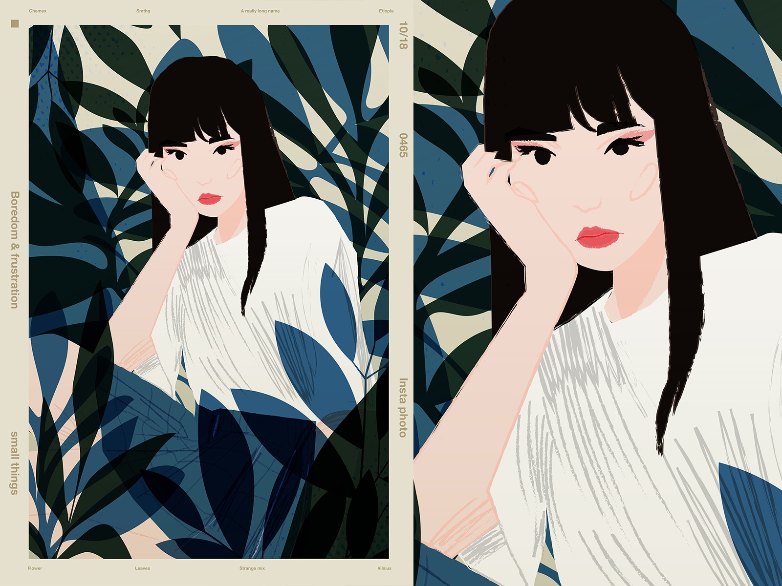 Boredom and frustration girl illustration texture floral background fl.jpg
