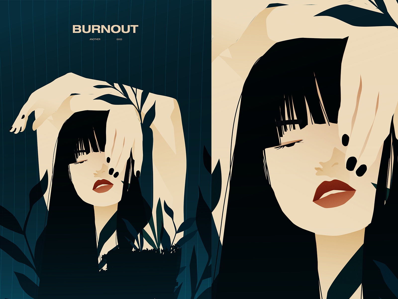 Burnout vector illustration vector melancholic hands girlillustration.jpg