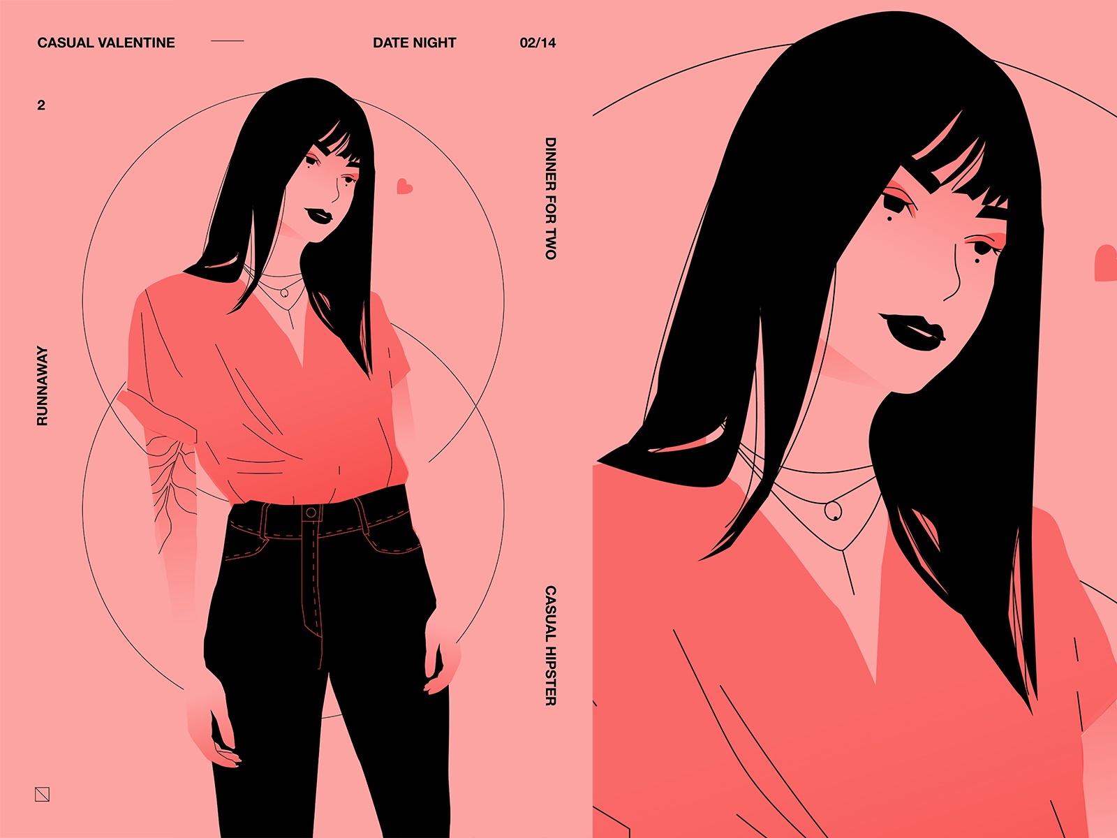 Casual valentine monochrome hipster valentine day valentine pink chara.jpg