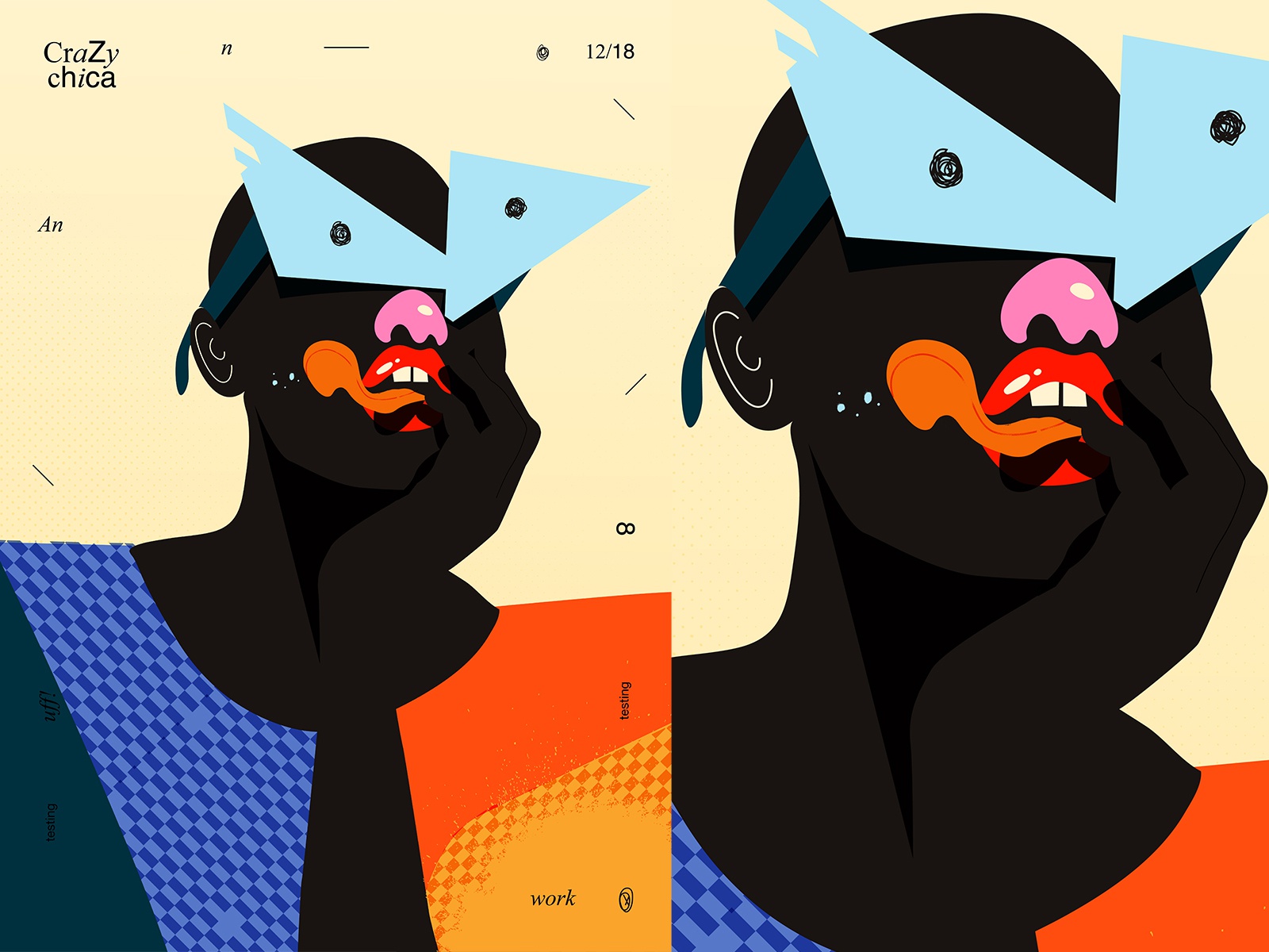 Cool girl crazy portrait splash poster art poster challenge poster ill.jpg