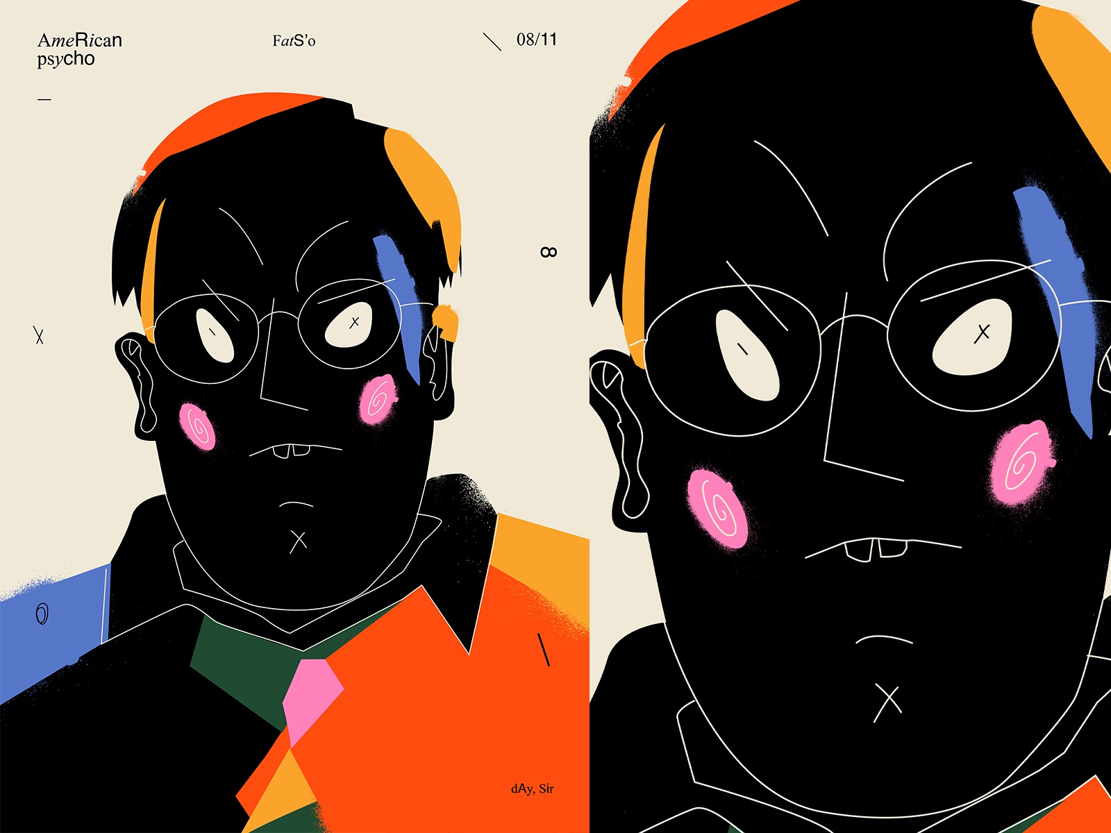 Fatso portrait illustration fat american psycho print poster art lines.jpg
