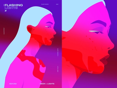 Flashing Lights bladerunner neon lights neon girl grid layout fragment.webp