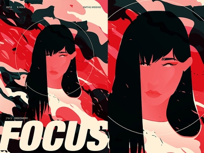 Focus dynamic girl illustration cartoon anime smokes grid girl layout.webp