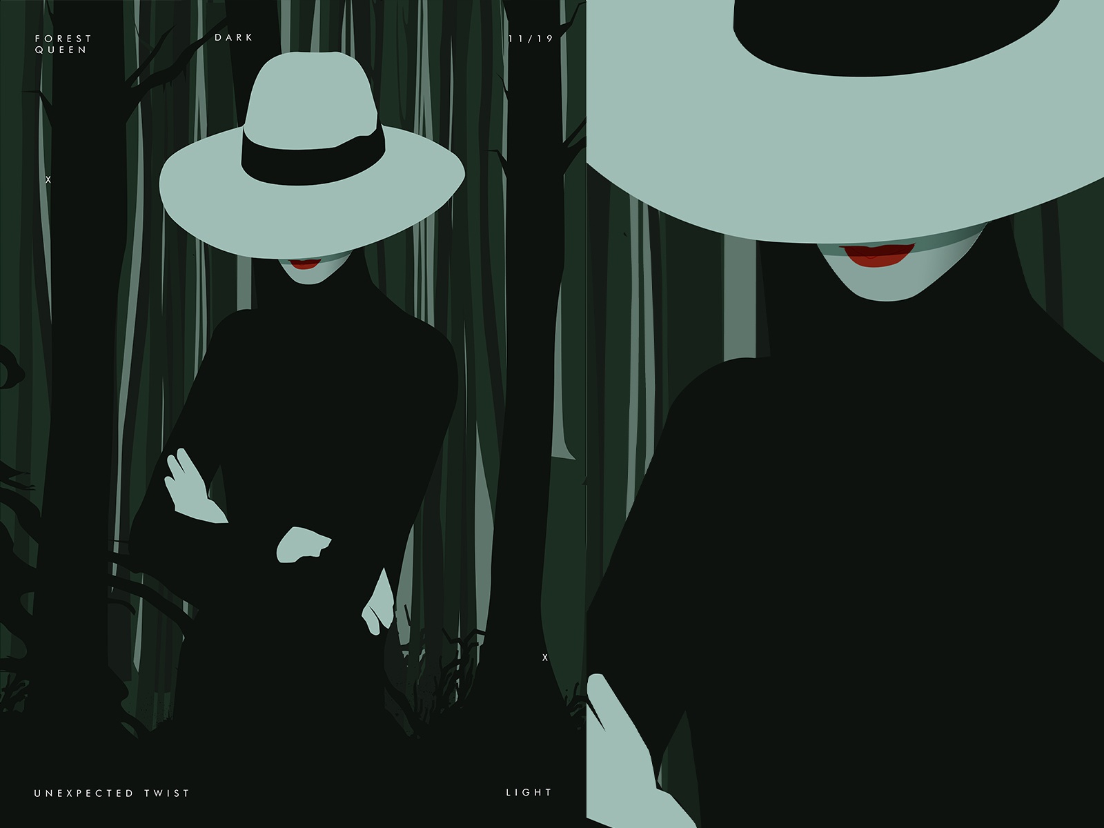 Forest queen vector dark redlips women forest poster a day poster art.jpg