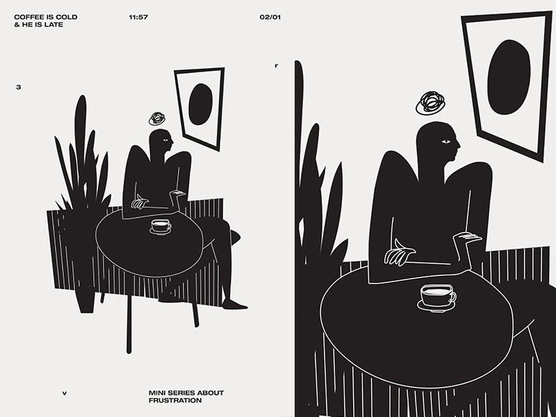 Fragment 206 graphic art coffee shop man frustration coffee grid fragm.jpg