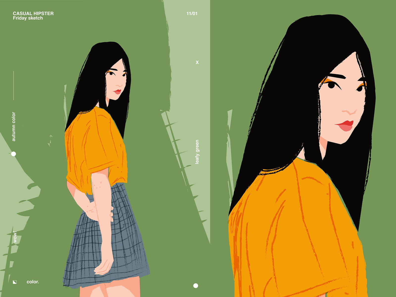 Friday sketch girl illustration charecter design character lines poste.jpg
