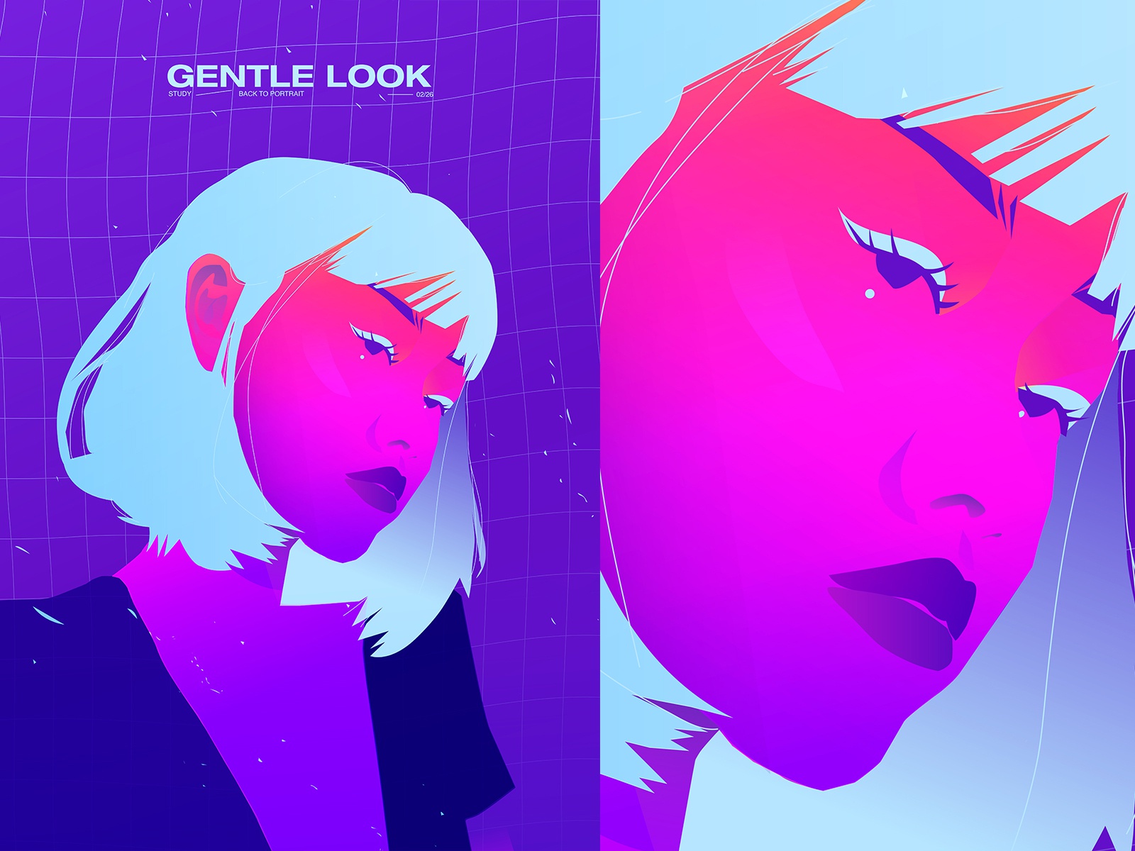 Gentle look neon girl illustration portrait illustration portrait girl.jpg