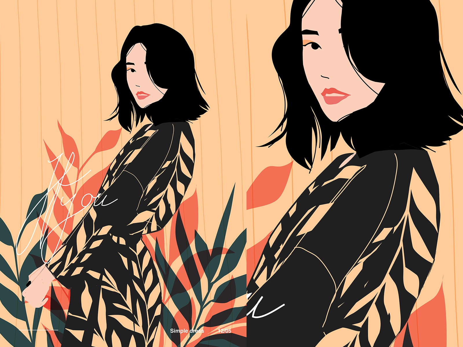 If you pretty dress floral pattern floral girl illustration hand lette.jpg