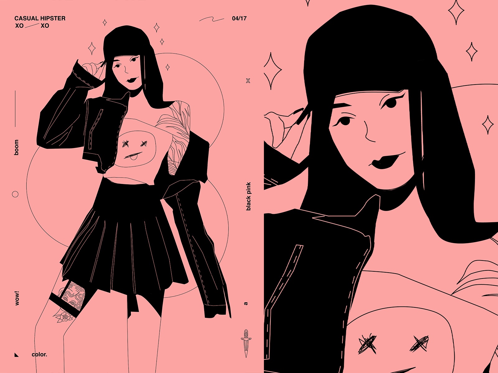 Instagram bady tattoo jacket sexy cute girlillustration girl poster ar.jpg