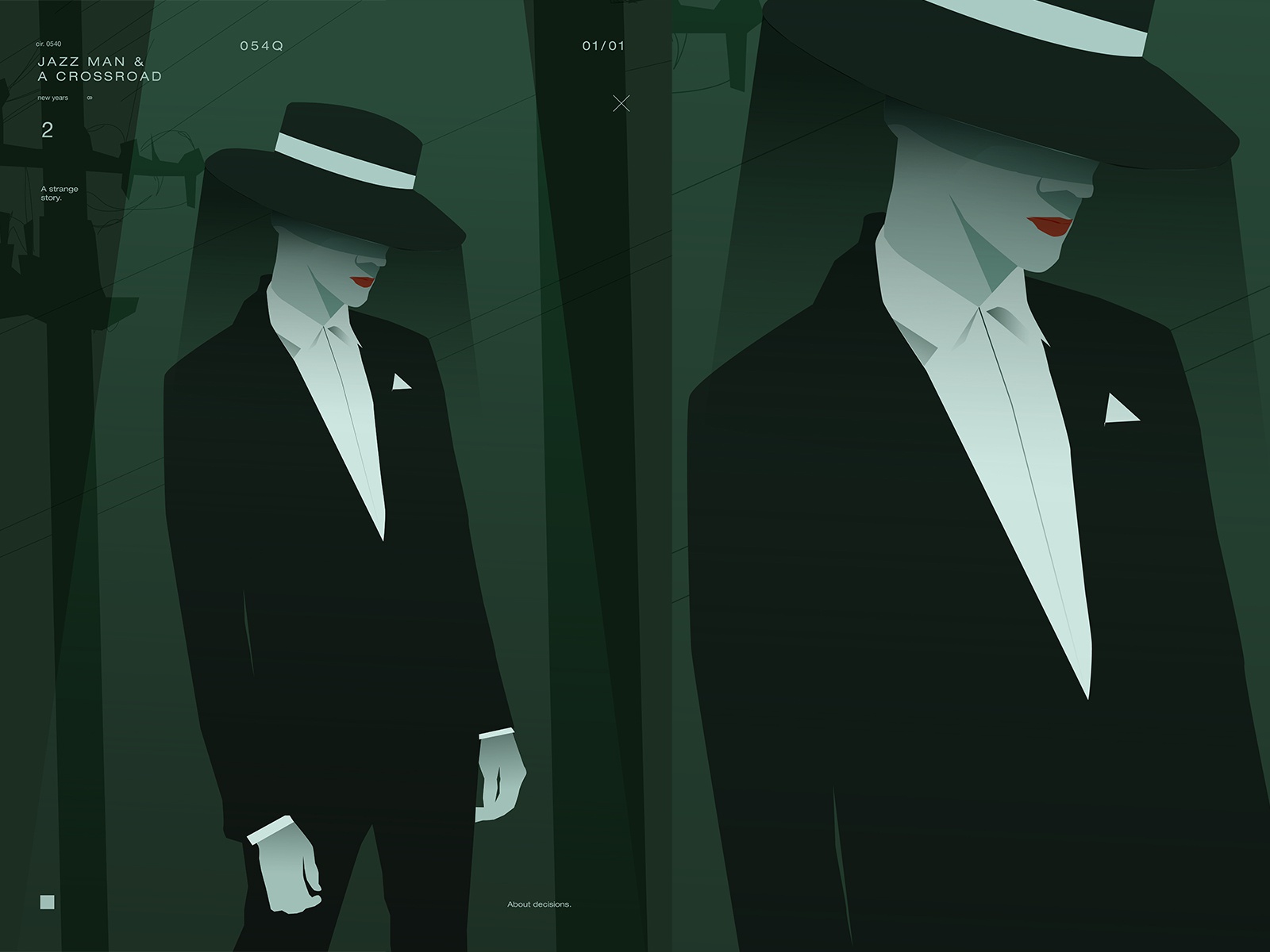 Jazz man and a crossroad night light crossroads man illustration man j.jpg