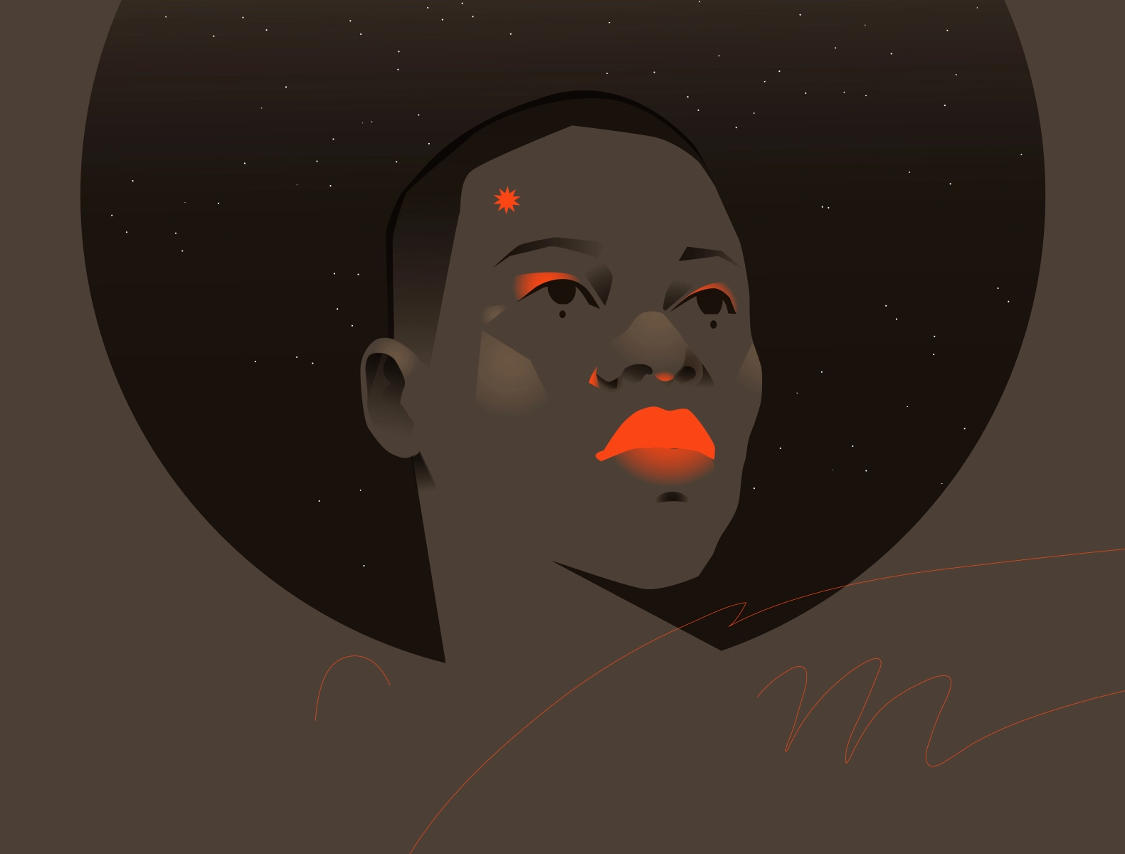 Looking at the stars portrait art stars portrait illustration portrait.webp